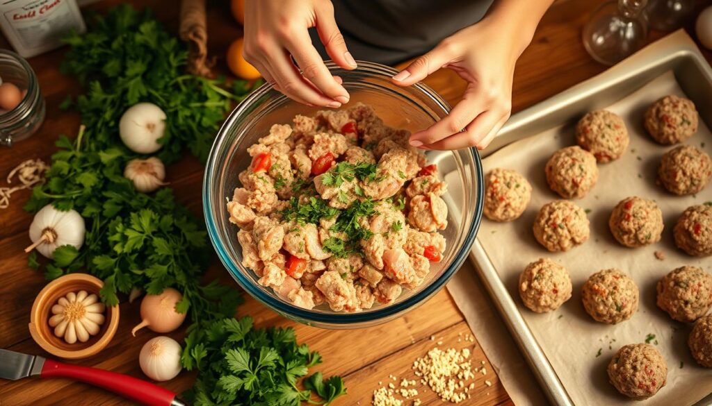 Ground Chicken Meatball Preparation