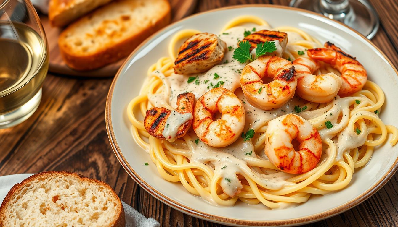 chicken and shrimp alfredo