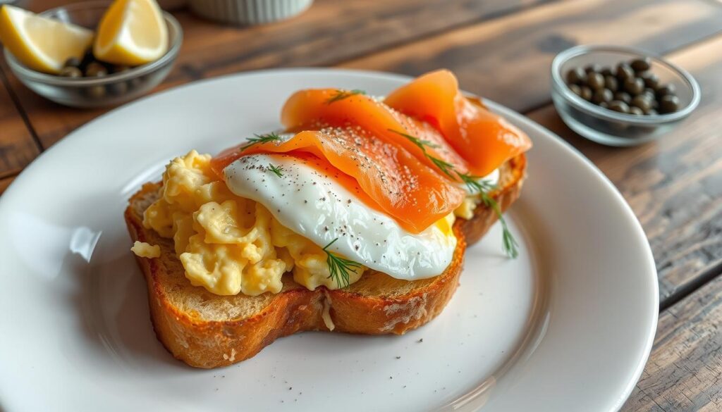 French-Style Creamy Egg and Salmon Toast