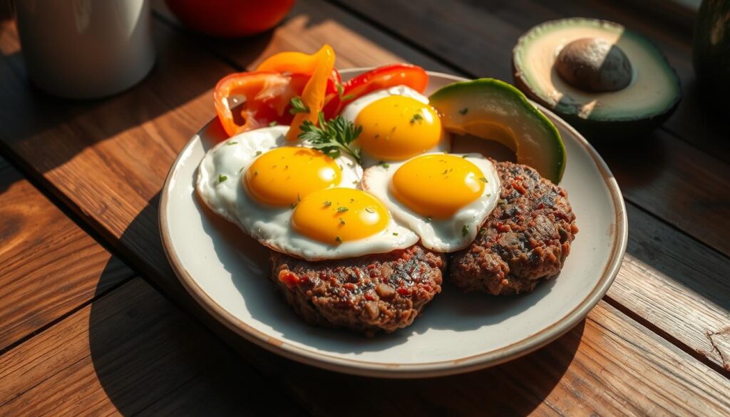 Ground Beef and Eggs Breakfast Combination