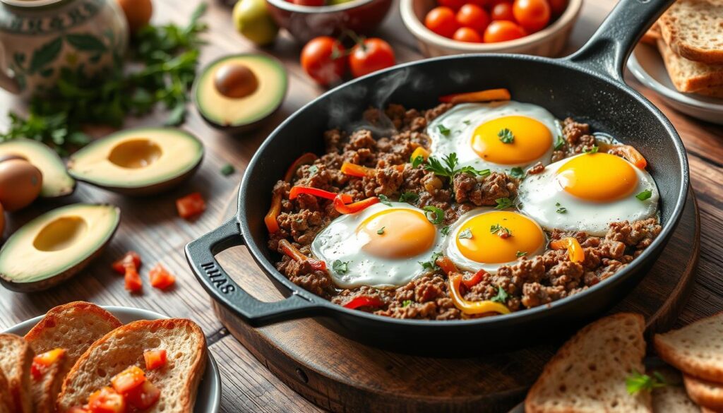 Ground Beef and Eggs Skillet Breakfast