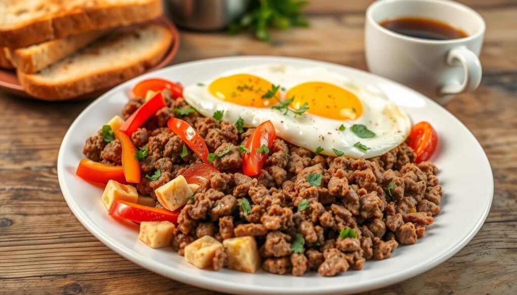 Ground beef and eggs