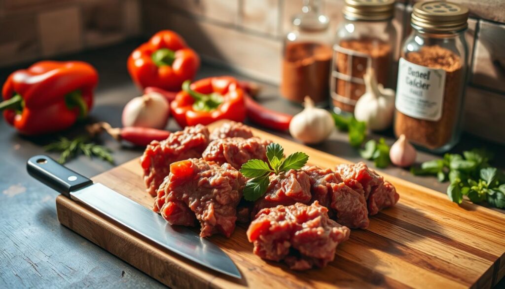 Preparing Beef Chunks for Chili