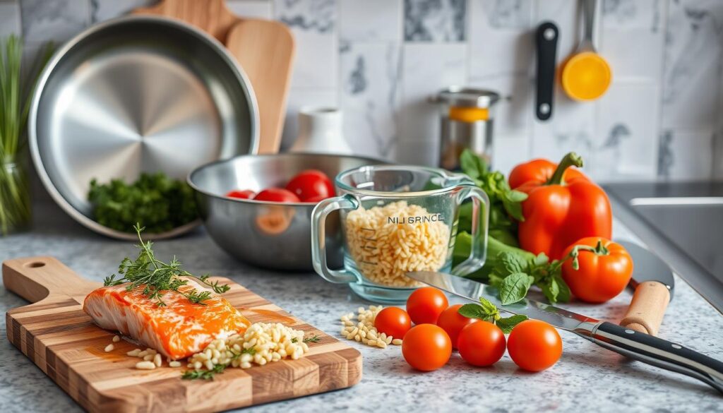 Salmon and Orzo Recipe Kitchen Tools