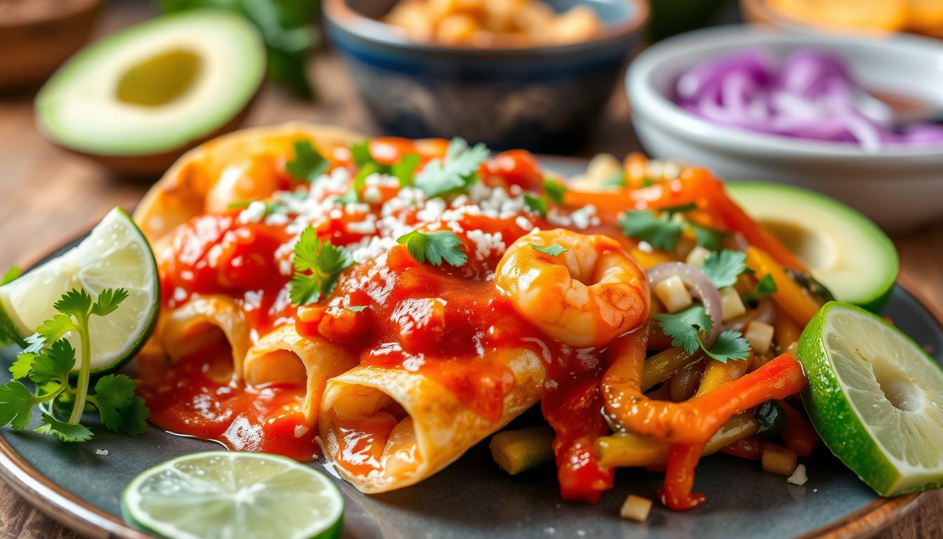 Shrimp enchiladas