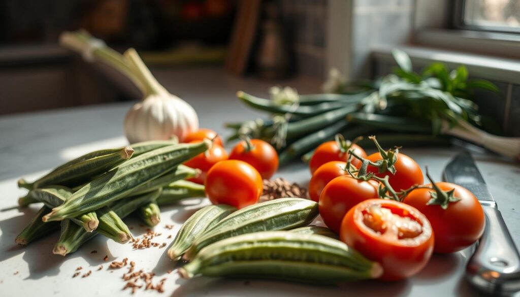 Easy okra and tomato dishes ingredients