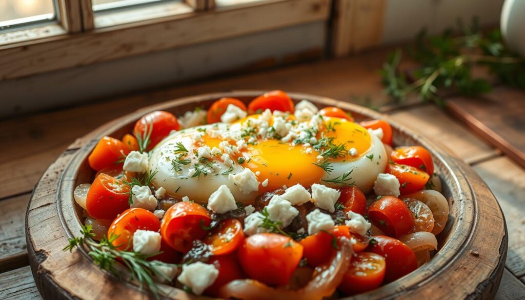 Mediterranean Feta Eggs Traditional Dish