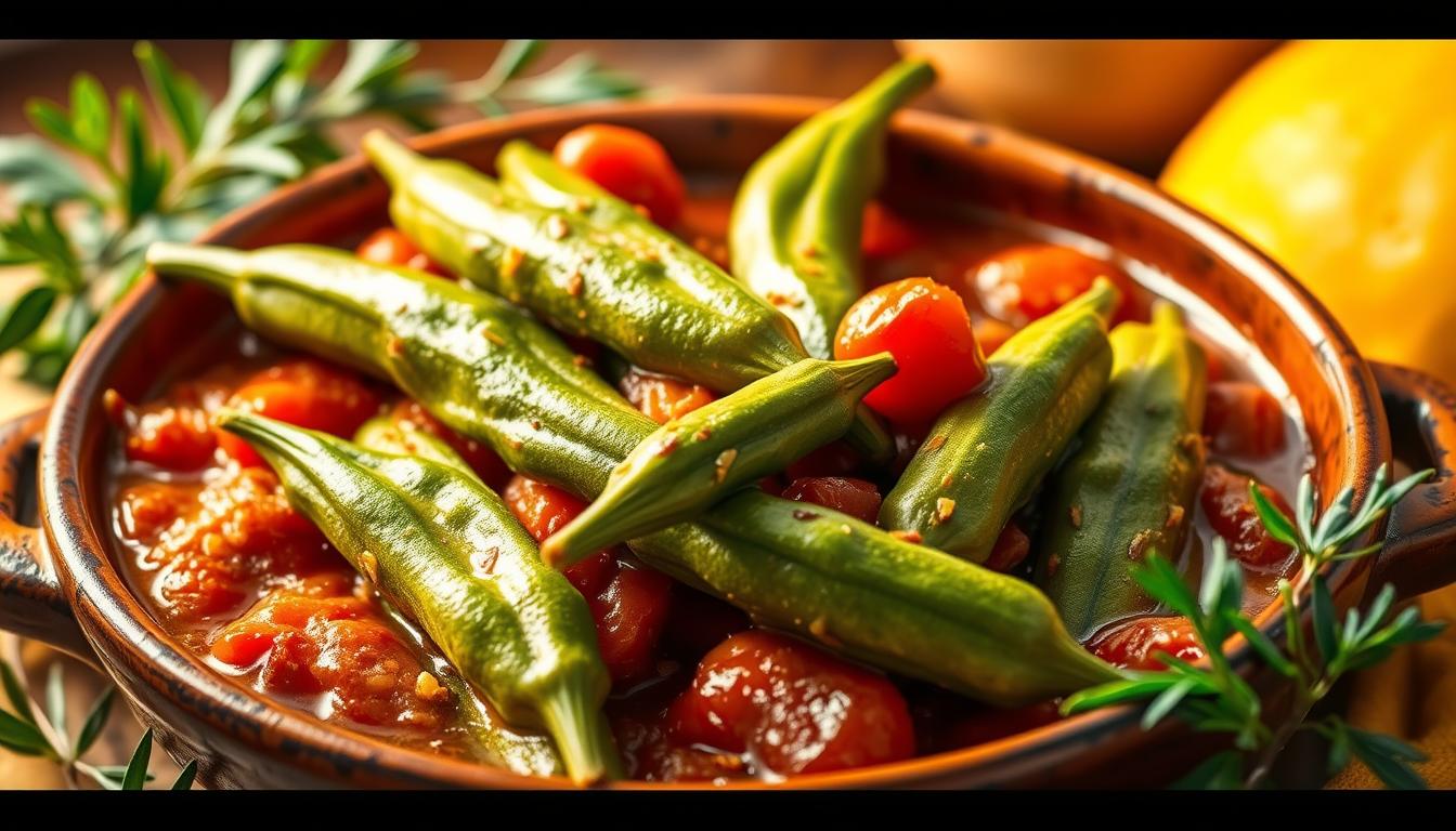 Okra and tomatoes