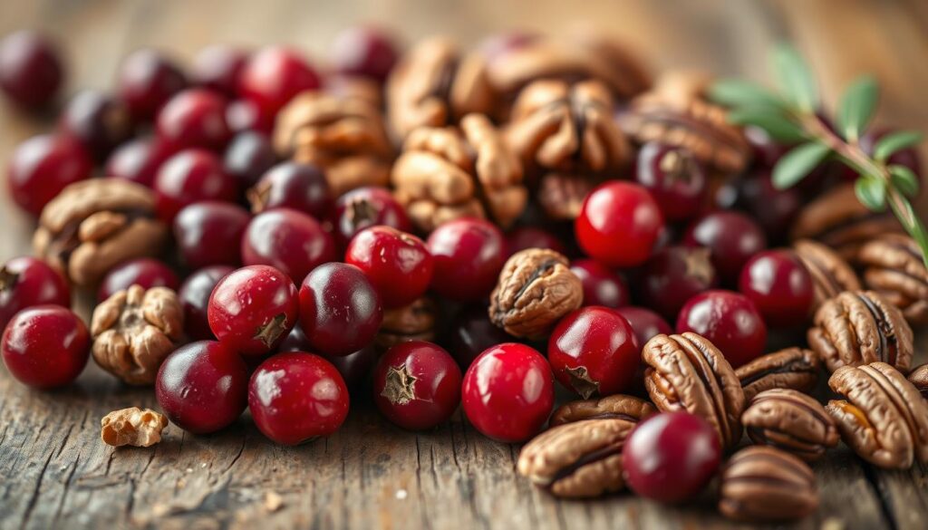 fresh cranberry and nut ingredients